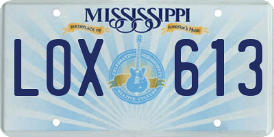 MS license plate LOX613