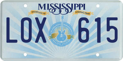 MS license plate LOX615