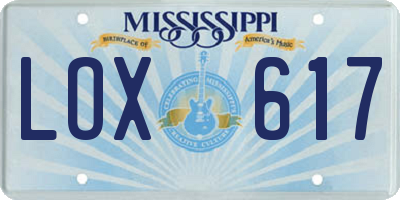 MS license plate LOX617