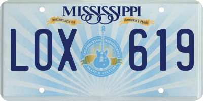 MS license plate LOX619