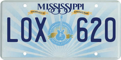 MS license plate LOX620