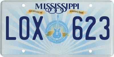 MS license plate LOX623