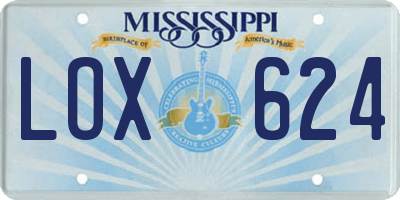 MS license plate LOX624