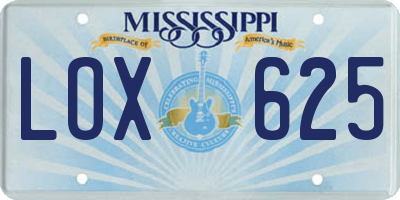 MS license plate LOX625