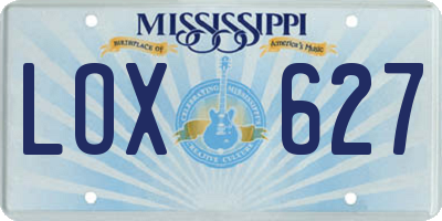 MS license plate LOX627