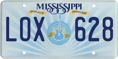 MS license plate LOX628