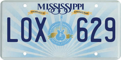 MS license plate LOX629