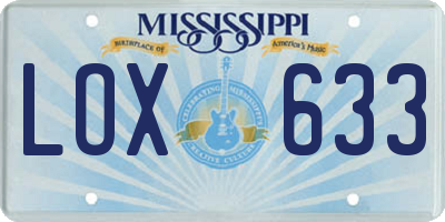 MS license plate LOX633