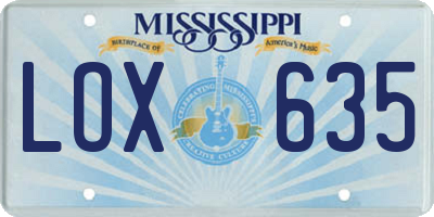 MS license plate LOX635