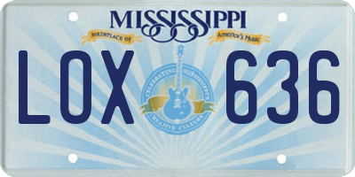 MS license plate LOX636