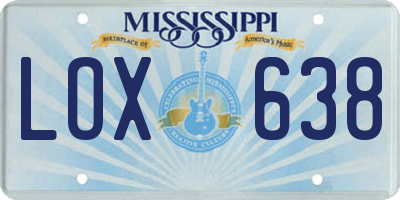 MS license plate LOX638