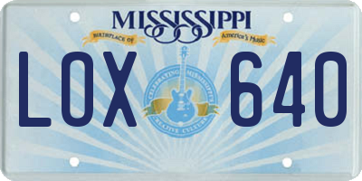 MS license plate LOX640