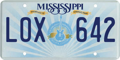 MS license plate LOX642