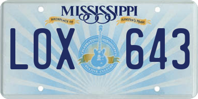 MS license plate LOX643