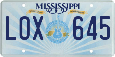 MS license plate LOX645