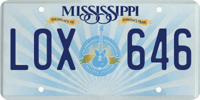 MS license plate LOX646