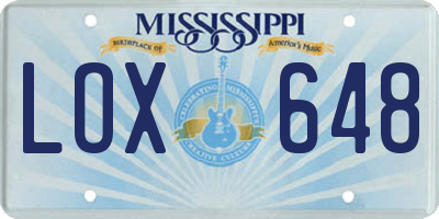 MS license plate LOX648