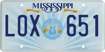 MS license plate LOX651