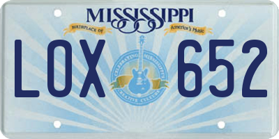 MS license plate LOX652