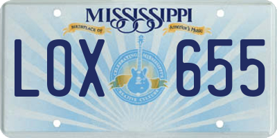 MS license plate LOX655