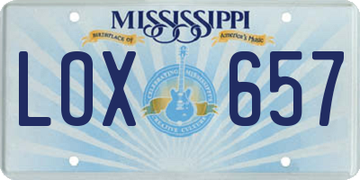MS license plate LOX657
