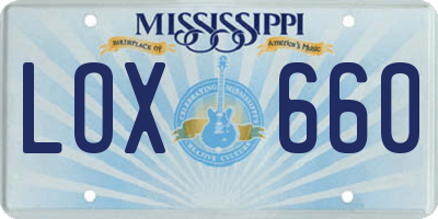 MS license plate LOX660