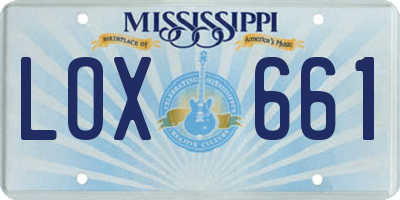 MS license plate LOX661