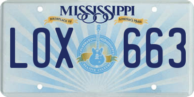 MS license plate LOX663