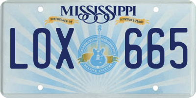 MS license plate LOX665