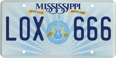 MS license plate LOX666