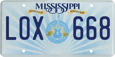 MS license plate LOX668