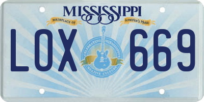 MS license plate LOX669