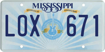 MS license plate LOX671