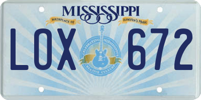 MS license plate LOX672