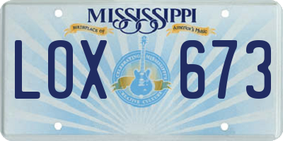MS license plate LOX673