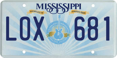 MS license plate LOX681