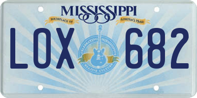 MS license plate LOX682
