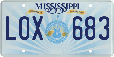 MS license plate LOX683