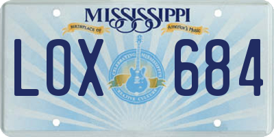 MS license plate LOX684