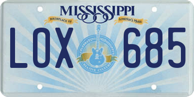 MS license plate LOX685