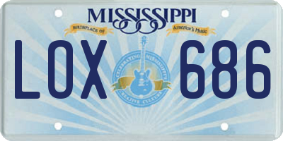 MS license plate LOX686