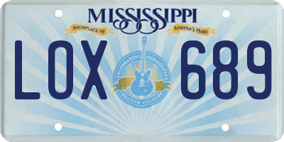 MS license plate LOX689