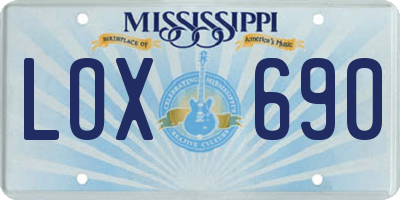 MS license plate LOX690