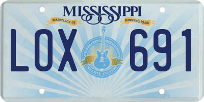 MS license plate LOX691