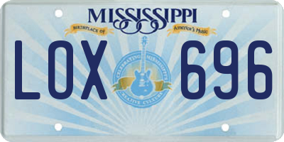 MS license plate LOX696
