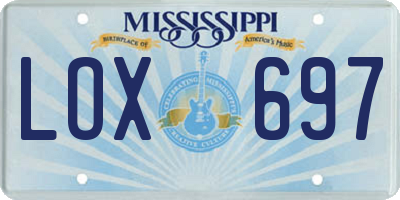 MS license plate LOX697