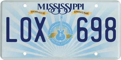 MS license plate LOX698