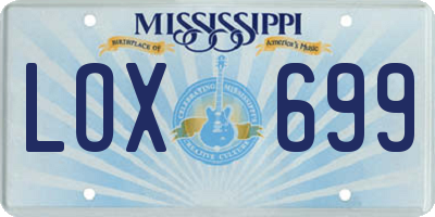 MS license plate LOX699