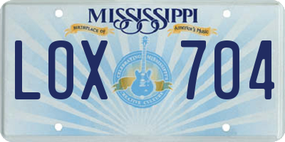 MS license plate LOX704