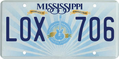 MS license plate LOX706